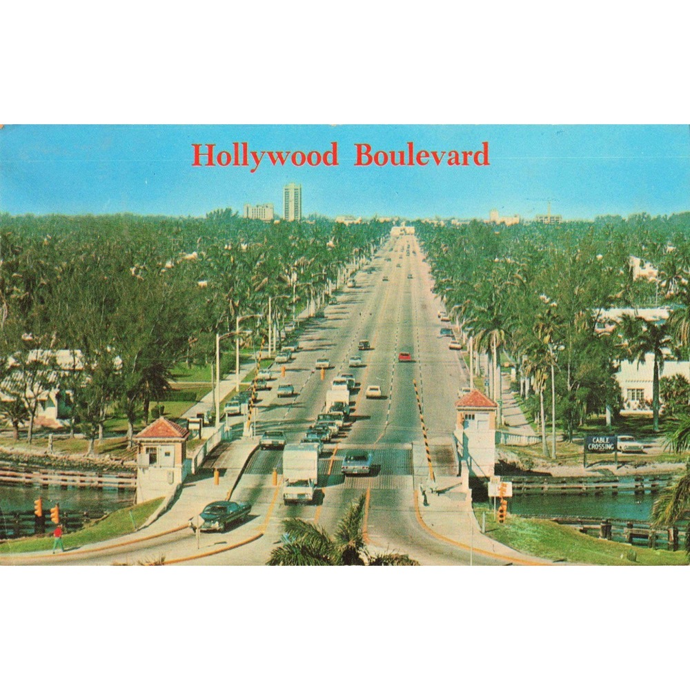 Vintage Hollywood Boulevard Florida Postcard Aerial View 1969 Mont Rubel Chrome - Picture 1 of 2
